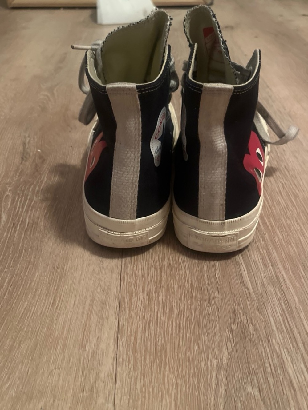 Mens Black High-Top Canvas Sneaker with White Trim - Picture 4 of 4